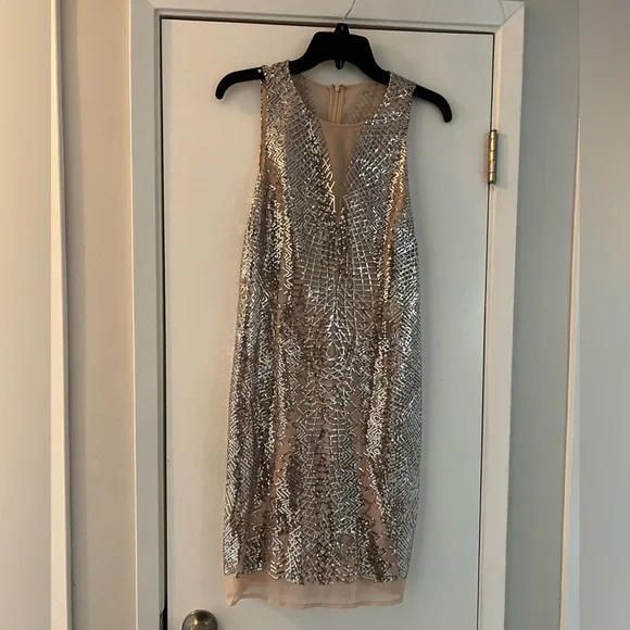 Laundry By Shelli Segal | Dresses | Sequined Cocktail Dress Nudesilver Size  8 Brand New Never Worn Tags On | Poshmark